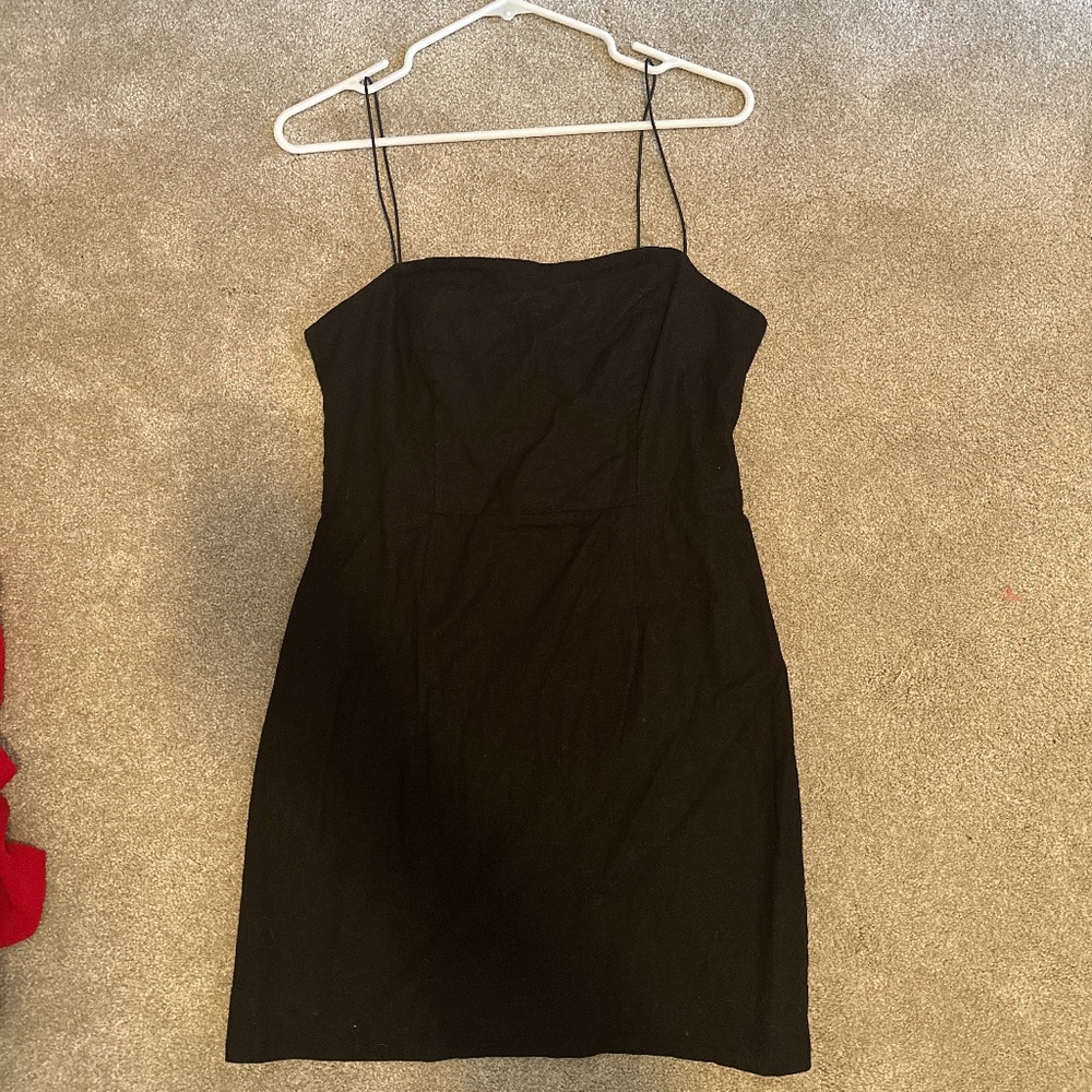 Urban Outfitters Black Linen Mini Dress